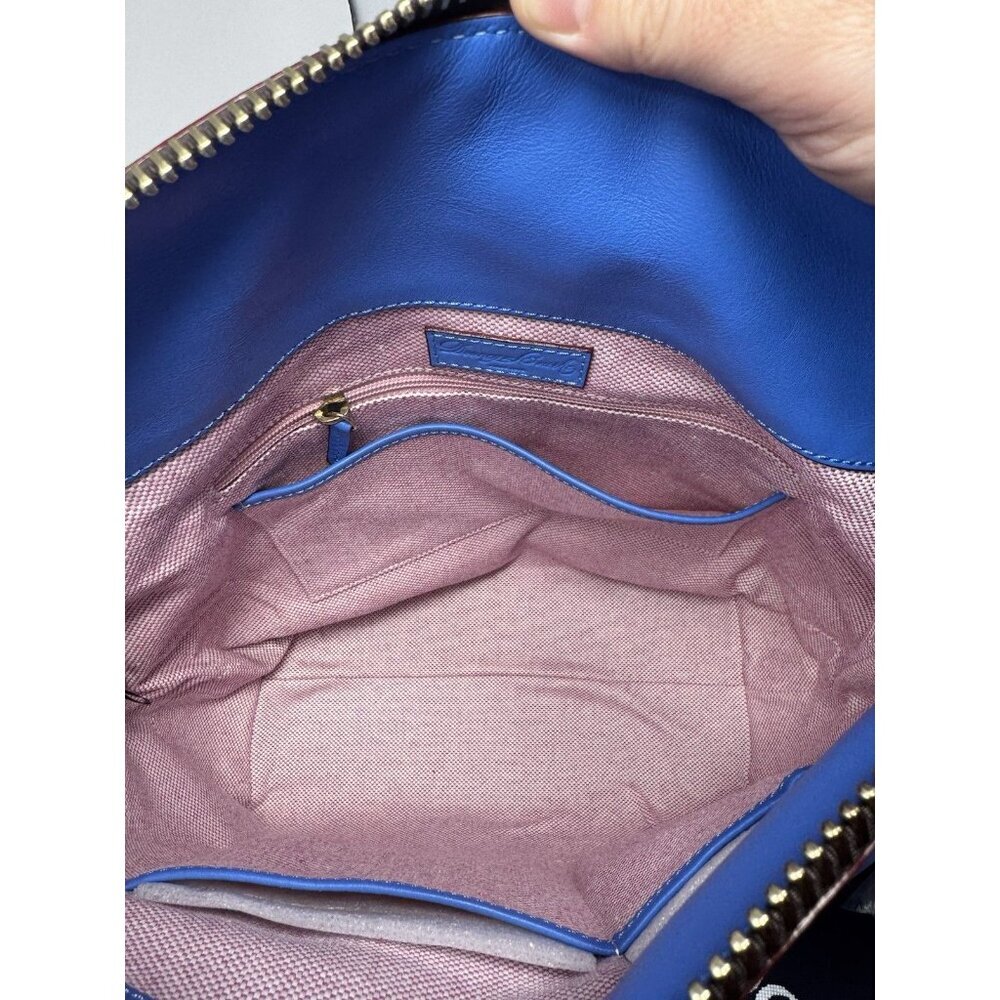Dooney Bourke Hobo Shoulder Bag Ice Blue Smooth Leather McKenzie Tassels - Picture 13 of 16